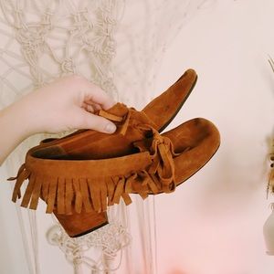 Jeffrey Campbell Suede Moccasin Heels  FREE PEOPLE